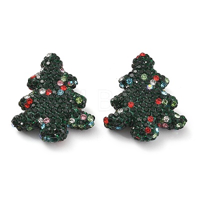 Christmas Tree Polymer Clay Rhinestone Beads CLAY-NH0001-14H-1