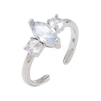 Brass Micro Pave Cubic Zirconia Cuff Open Rings for Women RJEW-L343-14P-04-1