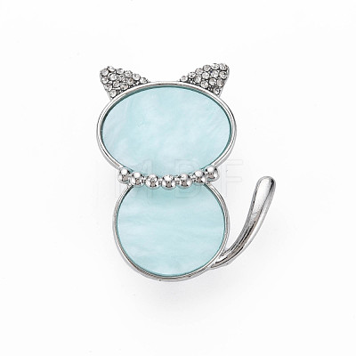 Crystal Rhinestone Cat Brooch JEWB-N007-019-FF-1