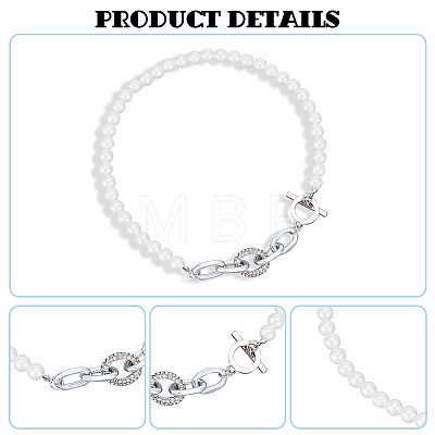 2Pcs 2 Colors ABS Plastic Pearl Beaded Necklaces Set for Women NJEW-AN0001-21-1