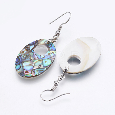 Abalone Shell/Paua Shell Dangle Earrings EJEW-F147-C01-1