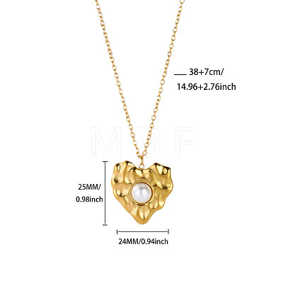 304 Stainless Steel & Imitation Pearl Pendant Necklaces for Women WGC3EE9-05-1