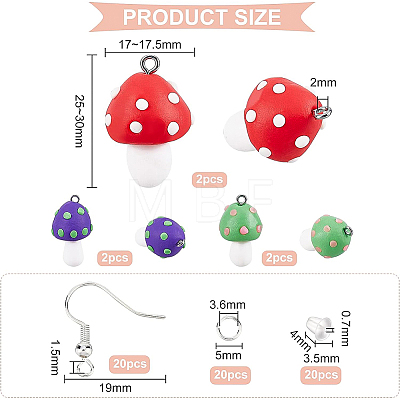 CHGCRAFT DIY Mushroom Dangle Earring Making Kits DIY-CA0003-91-1