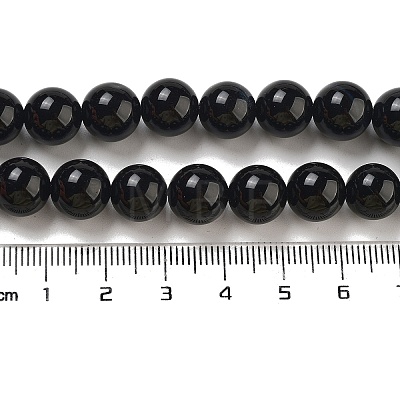 Natural Black Onyx Round Bead Strands X-G-R198-10mm-1