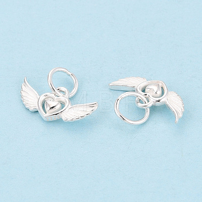 925 Sterling Silver Heart with Angel Wings Charms STER-T009-13S-1