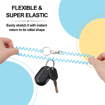 15Pcs 13 Style Plastic Spiral Retractable Spring Coil Keychain KEYC-CP0001-02-1