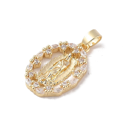 Brass Cubic Zirconia Pendants KK-Z050-19G-02-1