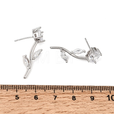 Brass Micro Pave Cubic Zirconia Stud Earrings KK-CBA8324-20P-05-1