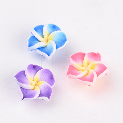 Handmade Polymer Clay 3D Flower Plumeria Beads X-CLAY-Q192-12mm-M-1