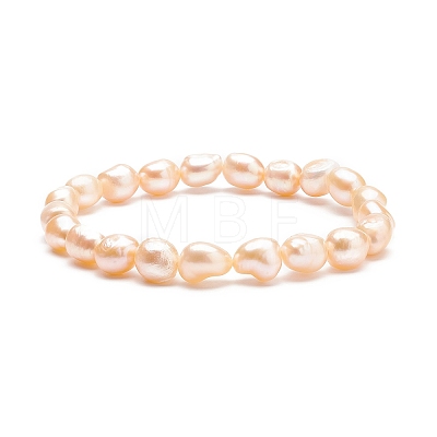 Natural Pearl Beaded Stretch Bracelet for Women BJEW-JB08868-05-1