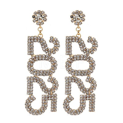 Brass Rhinestone Stud Earrings EJEW-Q012-01G-1