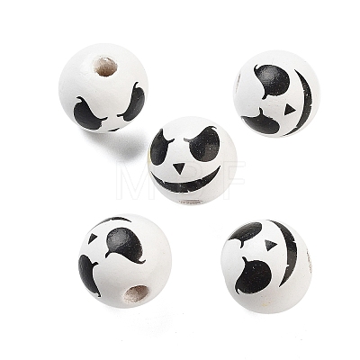 Printed Wood European Beads WOOD-G022-08A-18-1