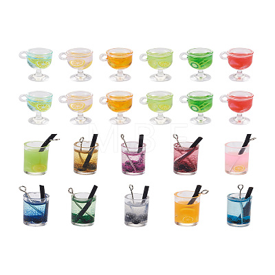 64Pcs 16 Style Imitation Juice Draft Beer Resin Pendants CRES-PJ0001-02-1