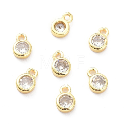 Brass Micro Pave Clear Cubic Zirconia Charms Pendants ZIRC-K086-23G-1