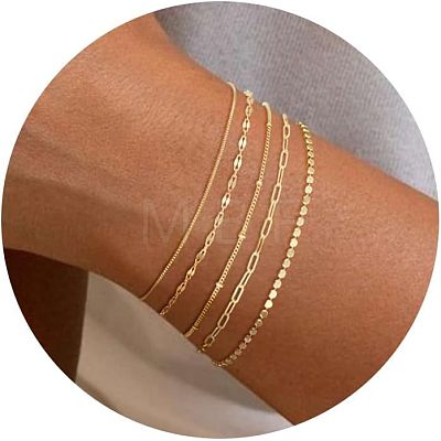 5Pcs Bohemian Style Alloy Chain Bracelets Kit for Women WG2620E-13-1