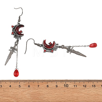 Alloy Rhinestone & Glass Teardrop Dangle Earrings EJEW-JE07513-1