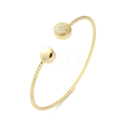 Clear Cubic Zirconia Open Cuff Bangle BJEW-G737-01G-03-1