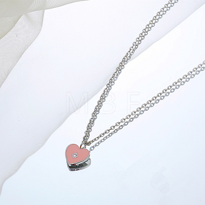 Pink Heart Pendant Necklaces for Women UK9775-2-1