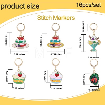 Alloy Enamel Cake/Ice-cream/Fruit Pendant Locking Stitch Markers HJEW-SW00037-1