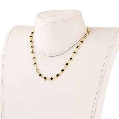 Alloy Enamel Star Link Chain Bracelets & Necklaces Jewelry Sets X-SJEW-JS01140-1