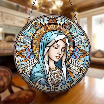 Virgin Mary Acrylic Window Hanging Ornaments PW-WG8AEE1-01-1