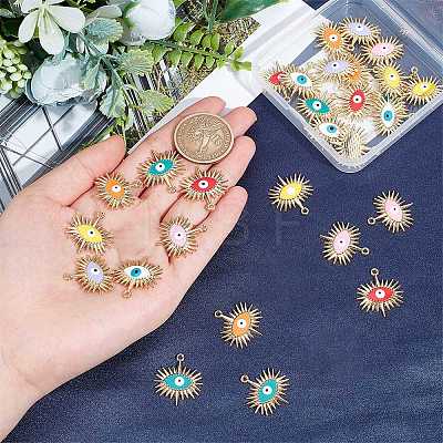 28pcs 7 colors Alloy Enamel Pendants ENAM-SC0002-45-1