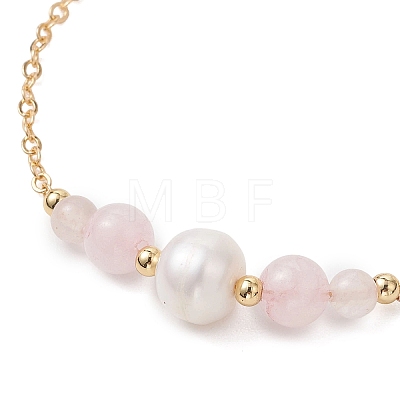 Natural Rose Quartz Beads Link Bracelets BJEW-JB13087-01-1