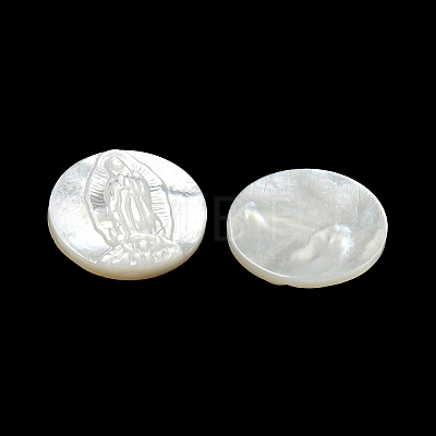 Carved Natural White Shell Cabochons SSHEL-N038-06B-04-1