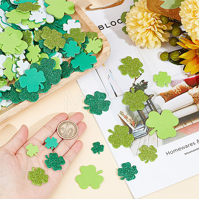 500Pcs Saint Patrick's Day Clover Foam Sticker DIY-WH0430-457-1