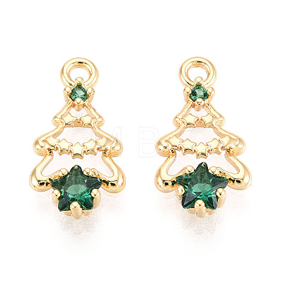 Brass Micro Pave Cubic Zirconia Charms KK-N263-141B-G-1