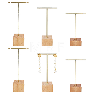 6Pcs 3 Sizes Iron T Bar Earring Display Stands EDIS-FG0001-77-1