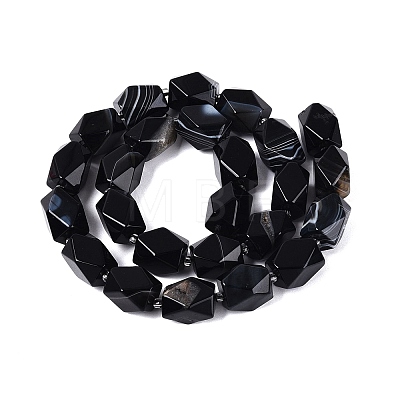 Natural Black Agate(Dyed & Heated) Beads Strands G-Q608-11A-1