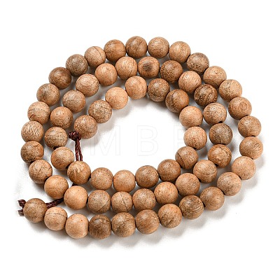 Natural Wood Beads Strands WOOD-F008-05-B-1
