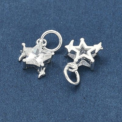 925 Sterling Silver Pave Clear Cubic Zirconia Star Charms STER-H119-03S-1