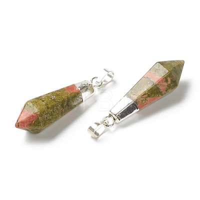 Natural Unakite Pointed Pendants G-P445-E07-1