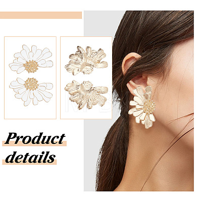 2 Sets 2 Color Alloy Flower Asymmetrical Earrings EJEW-FI0001-33-1