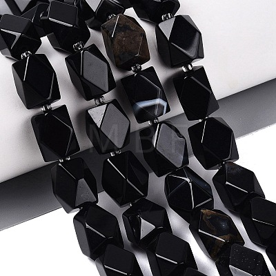 Natural Black Agate(Dyed & Heated) Beads Strands G-Q608-11A-1