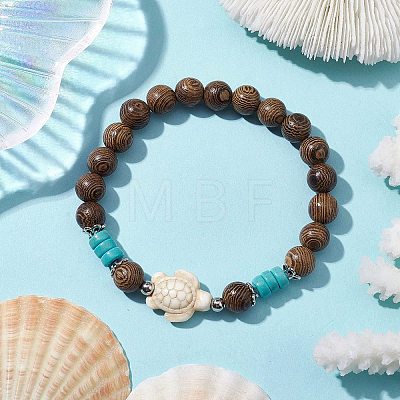 Beach Tortoise Synthetic Turquoise Bracelets BJEW-JB10303-01-1