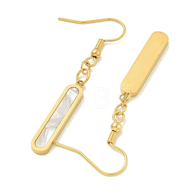 Ion Plating(IP) Rectangle Synthetic Shell Dangle Earrings EJEW-G400-48G-02-1