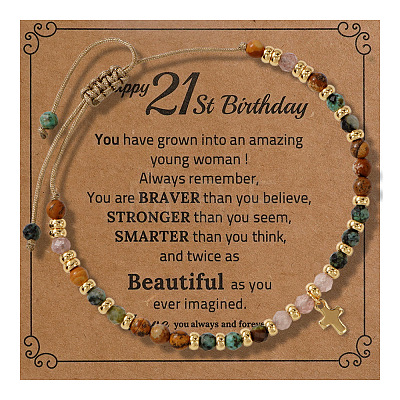 Birthday Brass Cross Charm Bracelets KZ7256-2-1