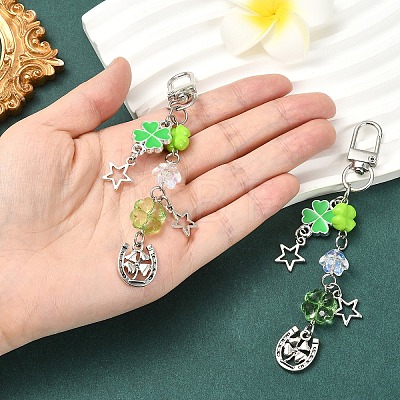 2Pcs Alloy & Acrylic Pendant Decorations HJEW-YW00330-1