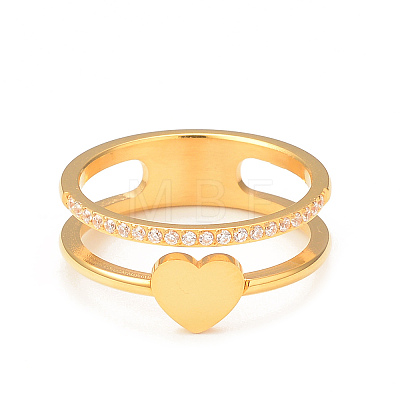 Crystal Rhinestone Heart Finger Ring RJEW-I096-17G-1