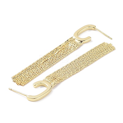 Rack Plating Brass Tassel Stud Earrings EJEW-B027-21G-1
