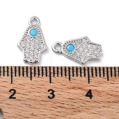 Brass Micro Pave Clear Cubic Zirconia Charms KK-F871-47P-1