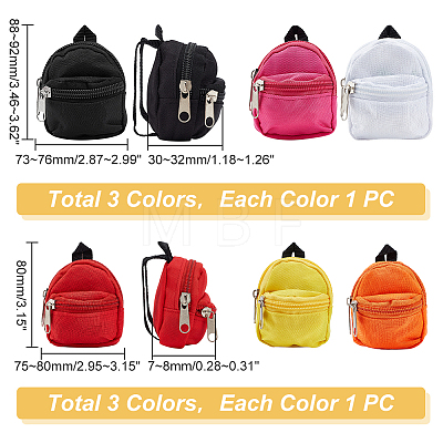   6Pcs 6 Style Casual Mini Cloth Doll Backpack AJEW-PH0004-15-1