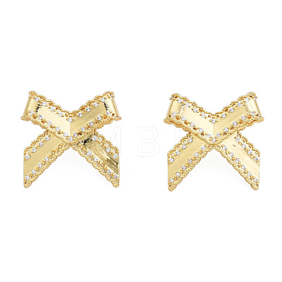 Cubic Zirconia Bowknot Stud Earrings EJEW-N011-64-1