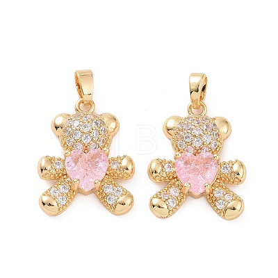 Real 18K Gold Plated Brass Micro Pave Clear Cubic Zirconia Pendants KK-E068-VC420-1