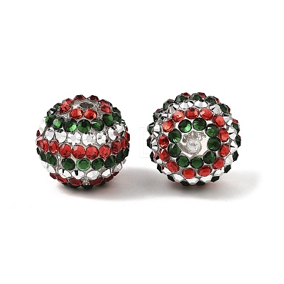 Christmas Theme Resin Rhinestone Round Beads RESI-S313-18x20-09-1