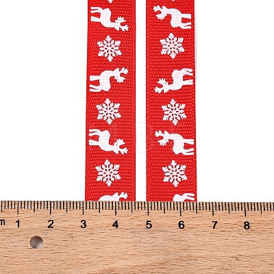 5 Yards Christmas Polyester Printed Grosgrain Ribbon OCOR-A008-01F-1