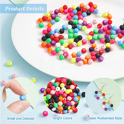 500Pcs 10 Colors Plastic Rubberized Style Beads KY-AR0001-13-1